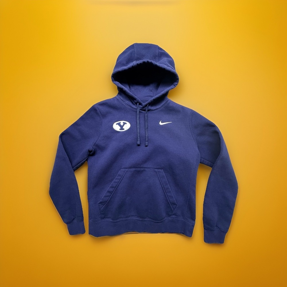Nike BYU Cougars Hoodie Men's Small Blue‎ Pullover Swoosh NCAA Sweatshirt